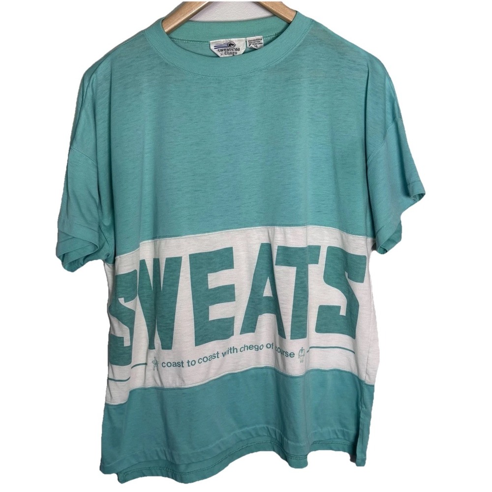VTG 80s Sweats dd‎ Bi Chego Graphic T-Shirt S.S. Thin Boxy Oversized M/L